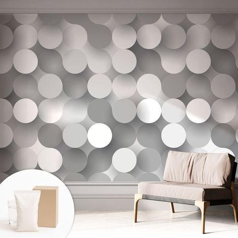 Fototapete Tapete Vliestapete mit Kleber Büro Wandgestaltung - Wanddekoration Wohnzimmer Graue Kreise 312x219 cm (1/5)