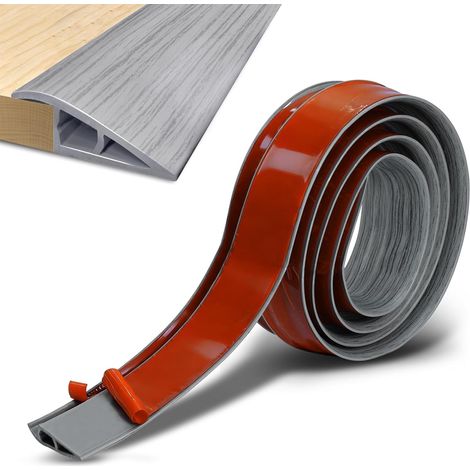 Barre de seuil de porte de 1 m pour différences de hauteur de 7 à 13 mm - Profil de transition autocollant - Gris - Rayé - Barre de transition - Pour sols, seuils, transitions (1/5)