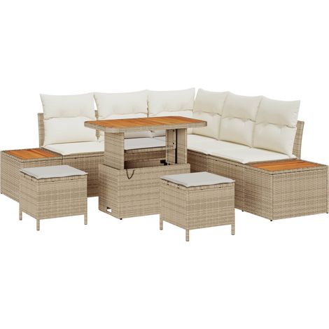 Garden Sofa Set 8 pcs 7-Seater Beige and Cream vidaXL (1/5)
