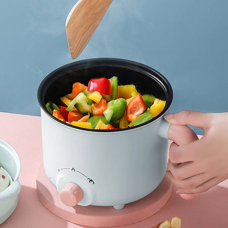 Cuiseur électrique à nouilles miniature antiadhésif avec chauffe rapide, protection contre les coupures de courant et résistance à la surchauffe (avec cuve vapeur en acier inoxydable). (1/4)