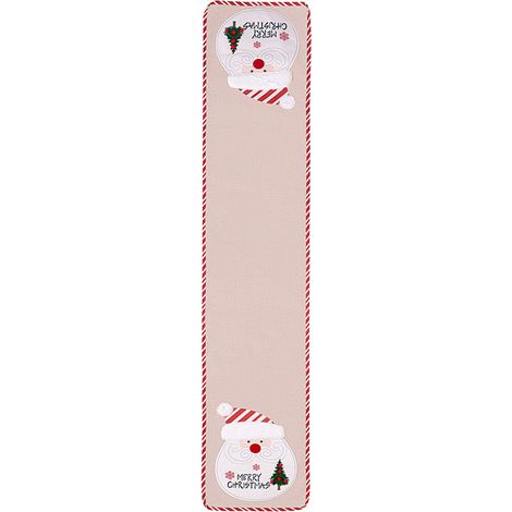 Nappe de table de Noël en lin avec motif Père Noël, décoration festive pour dîner de fête à la maison, 180 cm (1/5)