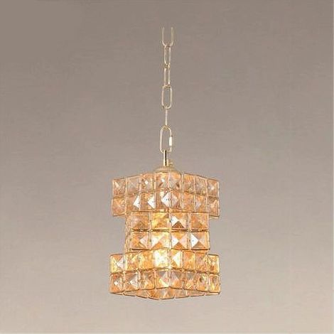 TRADE SHOP - Lampadario Sospeso Rettangolare Intrecciato Con Cristalli Luce E27 Oro 32392 - (1/5)
