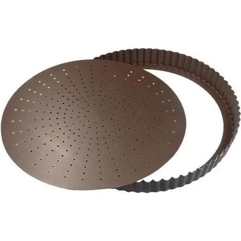 Tourtière acanalada de 28 cm con fondo desmontable perforado - Acero antiadherente - Gobel