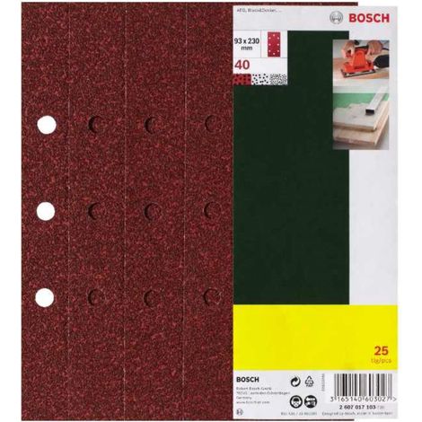 Bosch Lijaset para lijadora orbital 25 piezas 8 agujeros (B+D) 93 x 230 mm 80 - 2607017105