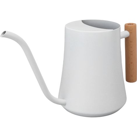 Arrosoir en acier inoxydable, petit pot rétro avec poignée en bois, pour plantes d'intérieur et d'extérieur, 1000 ml, blanc (1/5)