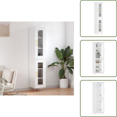 Buffet haut Blanc 34,5x34x180 cm Bois d'ingénierie - Buffet Design Moderne - Meuble Rangement Cuisine - Armoire Blanche - Buffet Haut - Mobilier Salon (1/5)