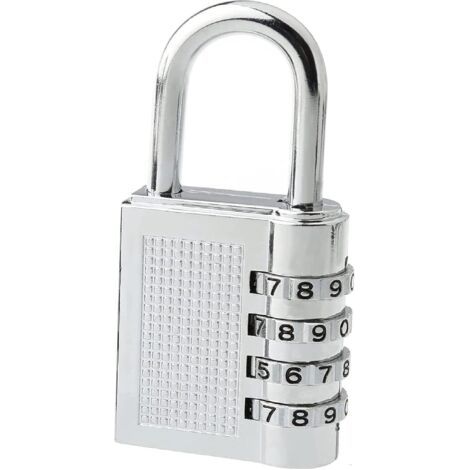 Cadenas à combinaison étanche avec code 4 chiffres pour casier d'école, casier de gym, serrure à combinaison extérieure pour abri de jardin, clôture, cour, loquet (argent) (1/3)