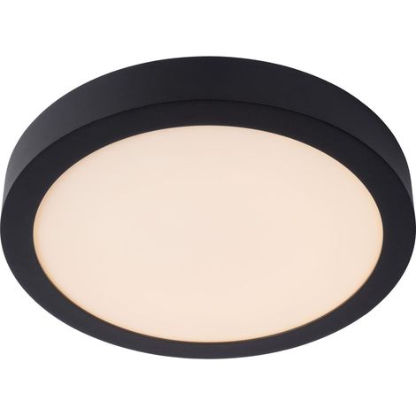 Plafonnier Salle de bains - Ø 30 cm - LED Dim. - 1x30W 3000K - IP44 - Noir (1/5)