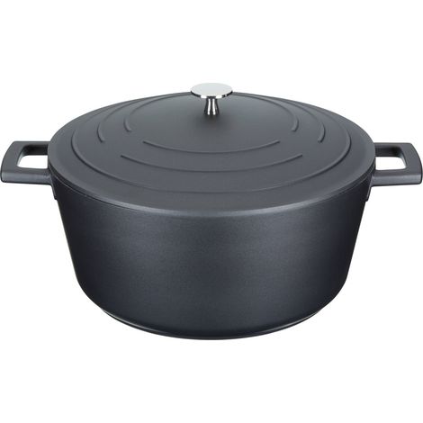 Master Class Casseruola con Coperchio, Media 5L/28cm, Leggera in Alluminio Fuso, Sicura per Forno e Piano Cottura a Induzione, Nero (1/4)