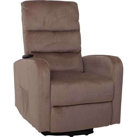 Fauteuil releveur électrique relax en tissu chenille marron avec fonction allongée et télécommande 040010049 (1/5)