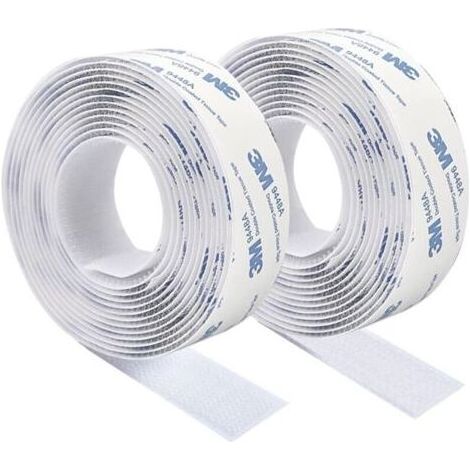 3M Scratch Autocollant Double Face,Ruban Adhésif Double Face Puissant Blanc Nylon Sans Trace Bande Agrippantes Adhésives 3m×2cm Pour Tapis De Sol Coussins Et Vêtements (1/5)