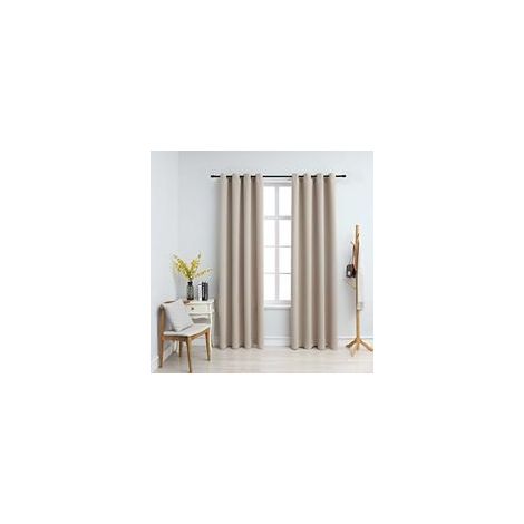 Verdunkelungsvorhänge mit Metallösen, 2 Stück, beige, 140 x 175 cm - Crezuo