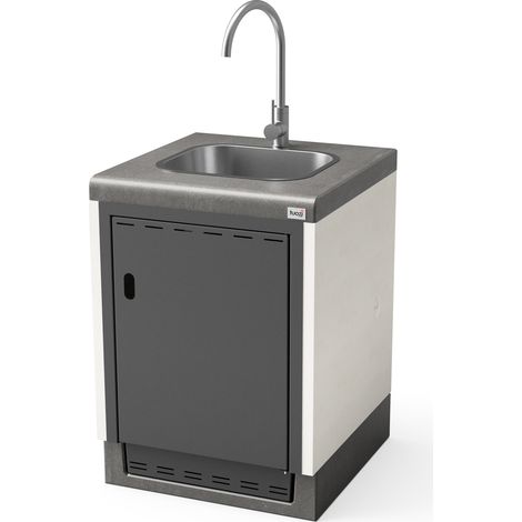TUOZI - Módulo de pie KITAWAY SINK & TAP 61 para Barbacoa de Obra Prefabricada (Blanco, Gris - 61 x 63 x 63 cm) - Uso en Exteriores (1/2)