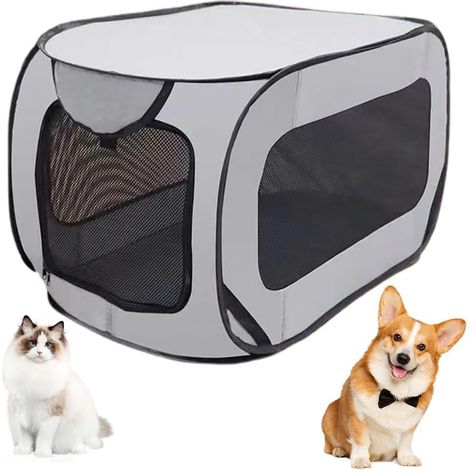 Cage portable pour chiens et chats dans la voiture, parc pour chiots et animaux de compagnie, filet imperméable et respirant, parc pliable pour chiens, 94 x 53 x 53 cm (1/5)