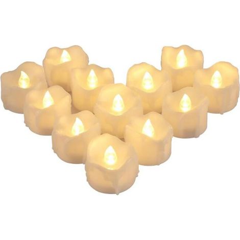Moule À Bougie LED - Bougie Électrique Sans Flamme - Minibougie à Minuterie 6 H - Dimensions 4,0 x 3,6 cm - Lot de 12 (1/5)