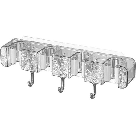 Gancho autoadhesivo de pared para colgar escobas y fregonas - Colgador multiusos para mopas, paños y rastrillos. (1/2)
