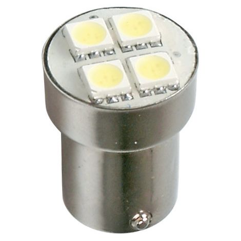 24V Led Series - 4 SMD x 3 chips - (P21W) - BA15s - 1 pz  - D/Blister - Arancio - Doppia polarità (1/4)