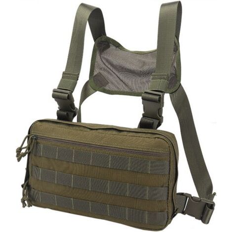 vert armée Nouveau sac de poitrine tactique extérieur sac de rangement de sac de taille de gilet de grande capacité multifonctionnel， (1/5)