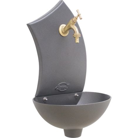 Fontana a muro Pinta per casa giardino esterno parete balcone con rubinetto a scelta : con rubinetto ottone brunito (1/4)