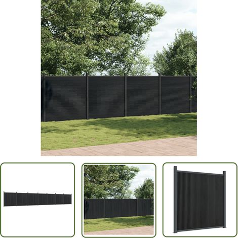The Living Store Zaunelement Grau 1218x186 cm WPC - Zaun - Holz-Kunststoff-Komposit - WPC Zaun - Gartenzaun - Sichtschutzzaun (1/5)