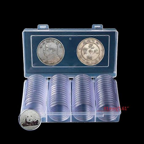 60 capsules transparentes rondes de 41 mm à ajustement direct pour pièces de monnaie C (1/4)