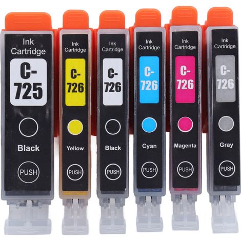 Les cartouches d'encre pour imprimante 725-726 avec remplissage d'encre conviennent aux cartouches d'encre 6 couleurs des imprimantes PIXMA IP4870/IP4970 IX6560 MG5170/MG5270. (1/5)