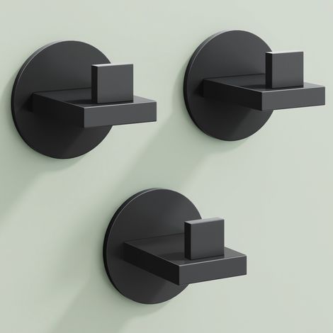Mai & Mai Kleiderhaken 3 Stück Wandgarderobe Wandhaken aus Edelstahl Garderobenleiste Garderobenhaken 8cm Matt schwarz Stalo-08