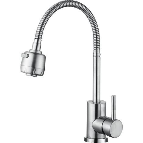 Grifo de cocina WEZER EKO4D-01 con caño flexible - 2 tipos de chorro (1/3)