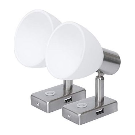 2X - Plafonnier - Applique Murale - Lumière LED 12V Rotative avec Interrupteur Tactile Gradable pour Lecture et Navigation Yacht Caravane Nickel Blanc/Bleu 12x8cm (1/5)