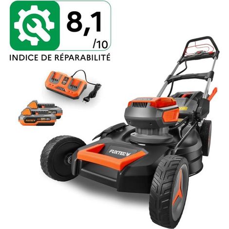 Tondeuse gazon batterie autotractée 40V (2X20V) - FUXTEC FX-E2RM46 - 46cm mulching ejection latérale 2 batteries Li-Ion 4Ah, double chargeur, bac 50L (1/5)