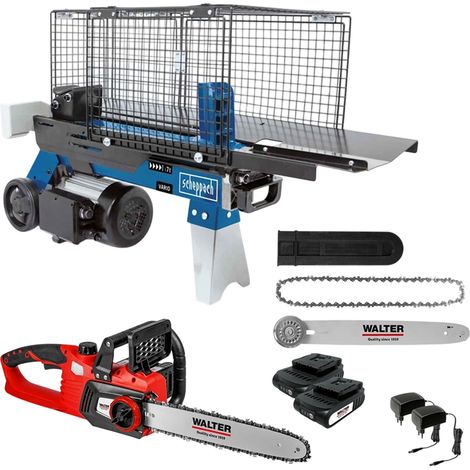 Scheppach 7t Holzspalter HL760L + Walter Akku-Kettensäge 40V Akku/Ladegerät