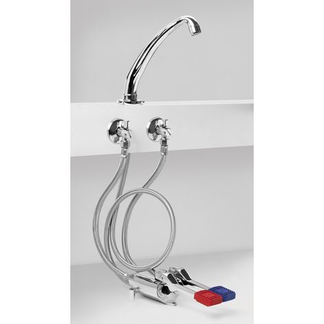Installationskit komplett mit Zweipedalmischer und Auslauf Idral KFL66/25 Chrom