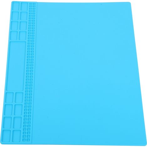 Reparaturmatte, hitzebeständig, magnetisch, Silikon, für Computer, Handy, Lötstation, Werkzeugunterlage, 350 x 250 x 4 mm, hellblau (1/5)