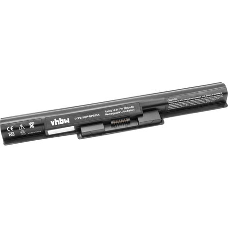 vhbw Akku kompatibel mit Sony Vaio SVF1532U1E, SVF1532V4E, SVF1532VST, SVF1532T1EW, SVF1532T4E, SVF1532TST Notebook (2600 mAh, 14,8 V, Li-Ion) (1/2)