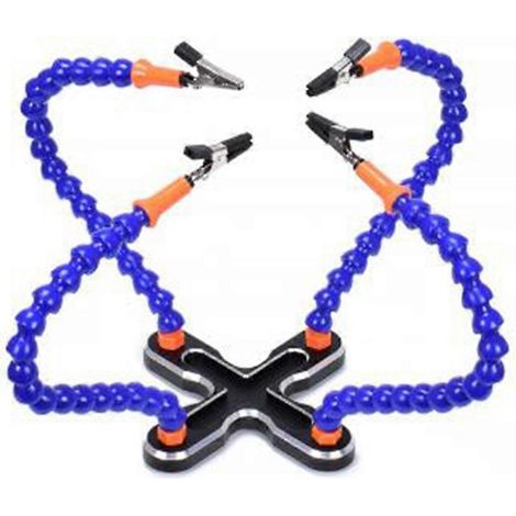 Support de soudage multifonctionnel à bras flexibles (4 pièces) avec base métallique et bras auxiliaires. (1/4)