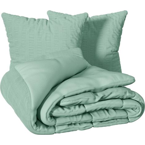Set di biancheria da letto irhia 240x220cm verde celeste - Atmosphera créateur d'intérieur