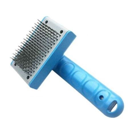 QORVA-Peigne bleu pour chien, peigne pour animaux de compagnie, peigne de nettoyage des poils de chien, peigne à aiguilles pour chat et chien, peigne pour animaux de compagnie (1/4)