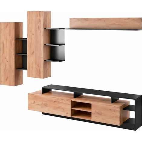 Credenza Moderna Con Vetrina In Melaminico Mobile Contenitore Ripiani Interni Per Soggiorno Sala Da Pranzo 60 x 40 x 193 5 cm Bianco E Rovere