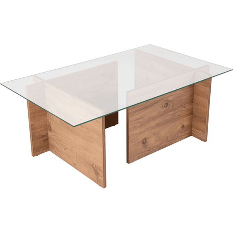 Tavolino con piano in vetro L105 cm - NOAH