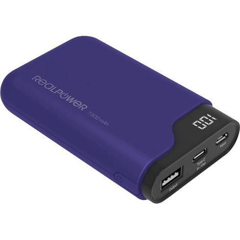 RealPower PB-7500C Power bank 7500 mAh Li-Ion USB, USB-C® Navy-Blu (1/5)
