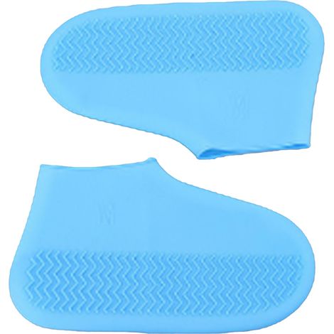 Housse de chaussures imperméable en silicone antidérapante, protège-chaussures de pluie réutilisables unisexe, surchaussures extérieures bleu taille S (1/5)