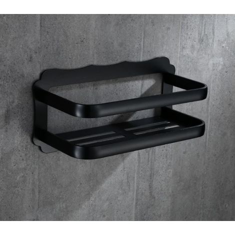 Porte-serviettes Space en aluminium, porte-serviettes de bain, ensemble de suspension de matériel de salle de bain et de salle de bain (panier de rangement-peinture noire),LUCKY-88 (1/5)