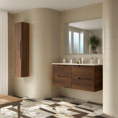 Badezimmermöbel VIMA 1200 NUSSBAUM MAYA + Waschtisch + Spiegel (1/2)