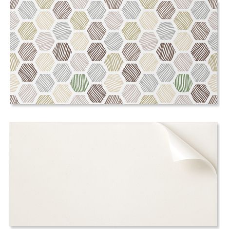 Juego de baldosas autoadhesivas de PVC con dise帽o hexagonal y l铆neas, 6x60x30 cm.