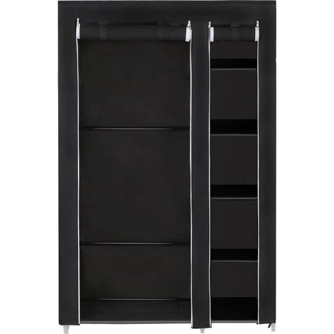 Armoire de rangement penderie de vêtement pliable en tissu non-tissé 110 x 45 x 175 cm noir lsf007 (1/4)