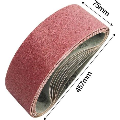 75 x 457 mm Abrasive Belt, Mixed Abrasive Belts (3x grits 80/120/150/240/400) for Belt Sanders, 15 pieces (1/4)
