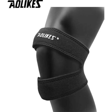 Genouillères de compression (noires) avec trous, offrant une protection de sécurité, adaptées au basketball, au tennis et au cyclisme. (1/5)