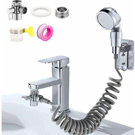 Kit de douche de bassin, kit de douche de bassin, kit de douche de bassin avec tuyau télescopique, adaptateur de robinet G1 / 2 pour lave - tête / évier