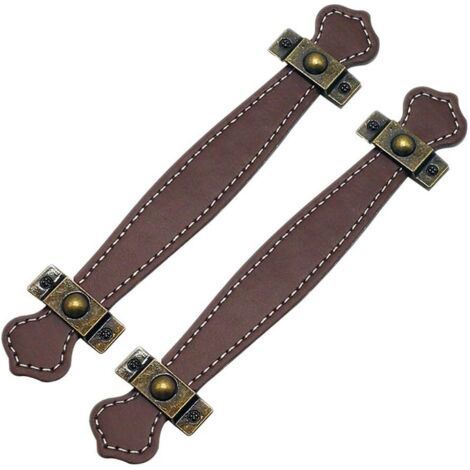 2 light brown leather drawer handles of 128 cm, vintage suitcase style (1/5)