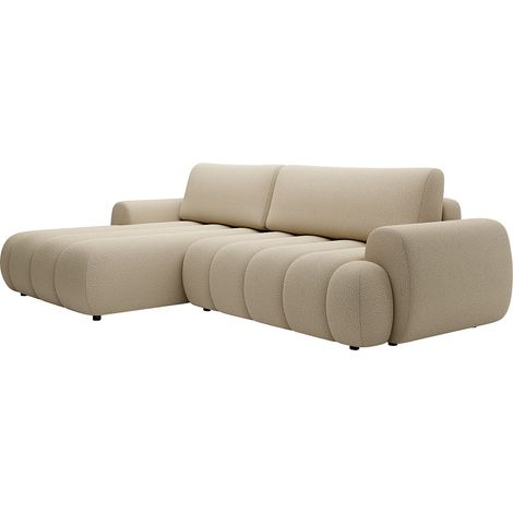 Divano letto angolo a sinistra in Tessuto Beige - FRIDORA (1/4)